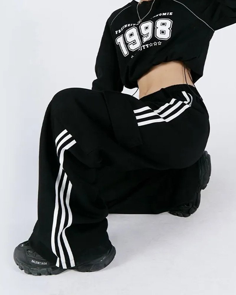 Y2K Striped Sweatpants - Retro 90s Grunge, Summer Outfits, Hip Hop Fashion, Pastel Goth Style
