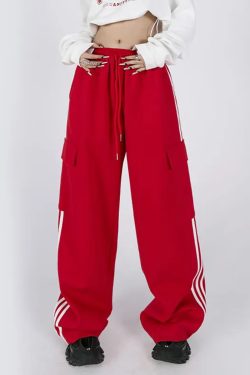 Y2K Striped Sweatpants - Retro 90s Grunge, Summer Outfits, Hip Hop Fashion, Pastel Goth Style