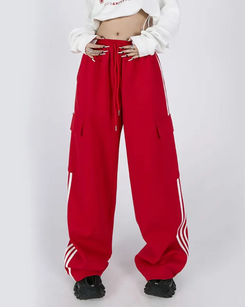 Y2K Striped Sweatpants - Retro 90s Grunge, Summer Outfits, Hip Hop Fashion, Pastel Goth Style