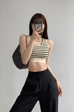 Y2K Stripped Knit Top - Retro 90s Grunge, Summer Y2K Outfits, Baby Tees, Y2K Club