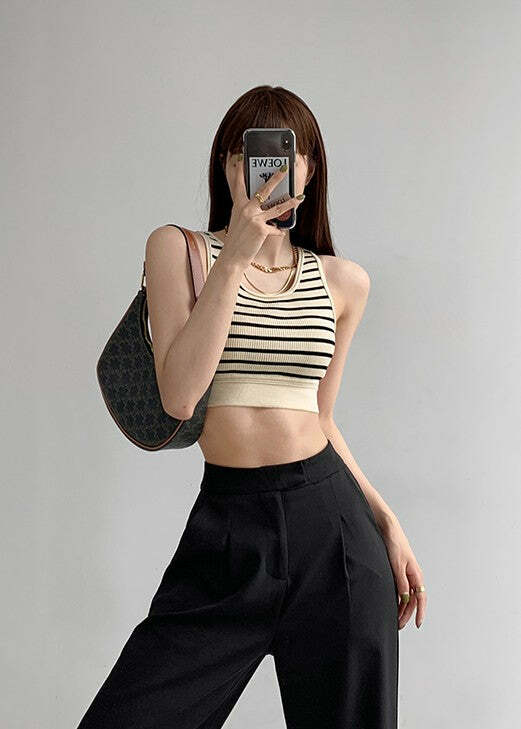 Y2K Stripped Knit Top - Retro 90s Grunge, Summer Y2K Outfits, Baby Tees, Y2K Club