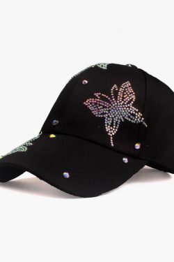 Y2K Summer Butterfly Cap - 90s Grunge, Retro, Pastel Goth, Y2K Party & Club Outfits