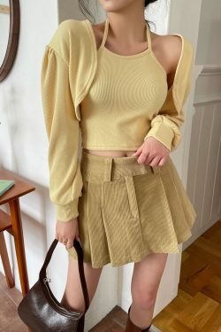 Y2K Summer Cardigan Top Set - 90s Grunge, Retro, Pastel Goth, Y2K Party & Club Outfits