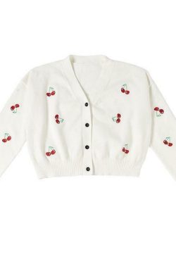 Y2K Summer Cherry Sweater - 90s Grunge, Retro Y2K Fashion, Pastel Goth, Y2K Party Outfit