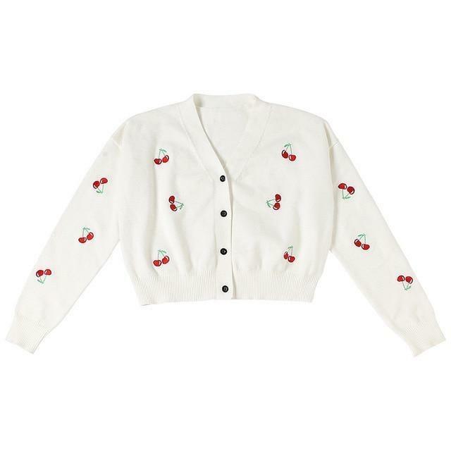 Y2K Summer Cherry Sweater - 90s Grunge, Retro Y2K Fashion, Pastel Goth, Y2K Party Outfit