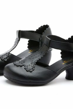 Y2K Summer Floral Leather Velcro Sandals - Retro 90s Grunge, Pastel Goth, and Popstar Vibes