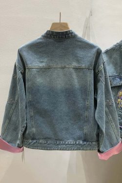 Y2K Summer French Denim Blue Embroidered Button Long Sleeve - 90s Grunge Retro Fashion