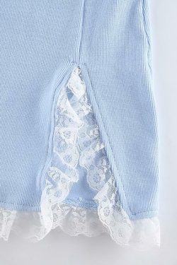 Y2K Summer French Mini Dress - 90s Grunge, Retro, Pastel Goth, Y2K Party & Club Outfits