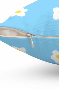 Y2K Summer Grunge Blue Floral Pillow - Retro 90s Fashion, Pastel Goth, Y2K Popstar Vibes