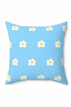 Y2K Summer Grunge Blue Floral Pillow - Retro 90s Fashion, Pastel Goth, Y2K Popstar Vibes