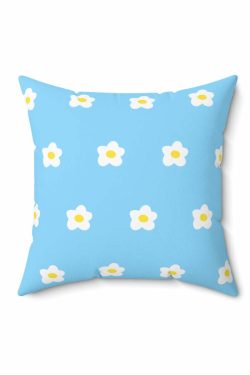 Y2K Summer Grunge Blue Floral Pillow - Retro 90s Fashion, Pastel Goth, Y2K Popstar Vibes
