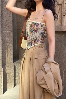 Y2K Summer Grunge Corset Top - 90s Retro Fashion, Gothic Y2K, Pastel Goth, Y2K Party Outfit