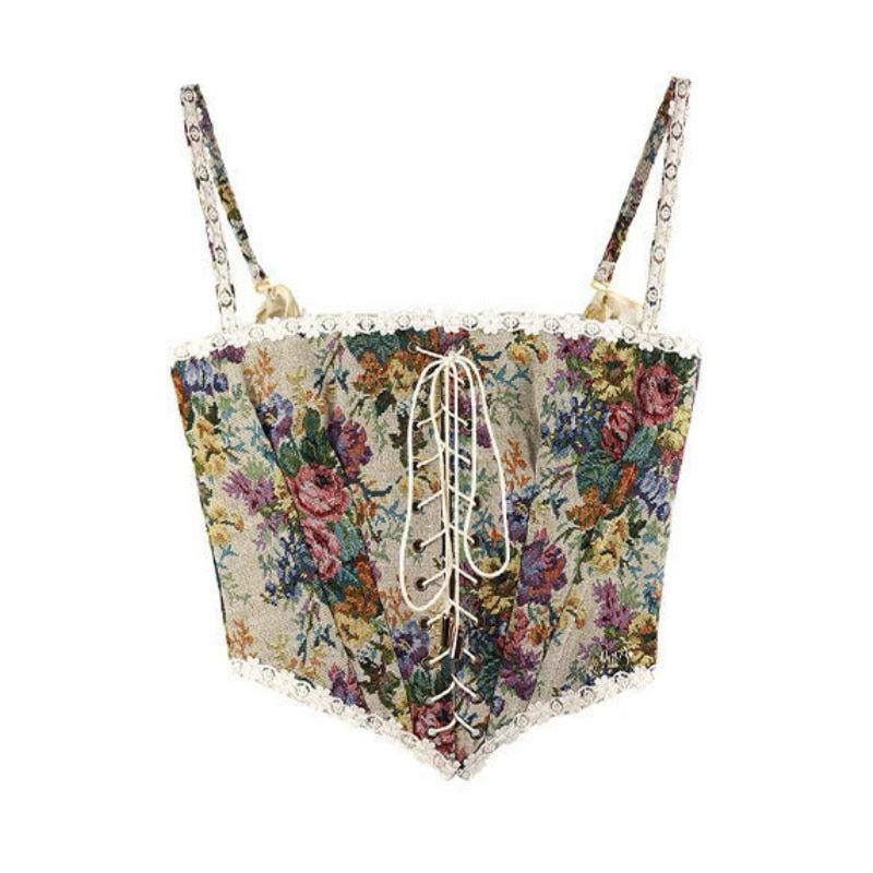 Y2K Summer Grunge Corset Top - 90s Retro Fashion, Gothic Y2K, Pastel Goth, Y2K Party Outfit