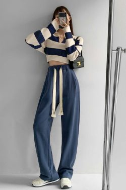 Y2K Summer Grunge Drawstring Mopping Pants - Retro 90s Fashion, Y2K Outfits, Pastel Goth Style