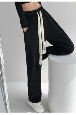 Y2K Summer Grunge Drawstring Mopping Pants - Retro 90s Fashion, Y2K Outfits, Pastel Goth Style