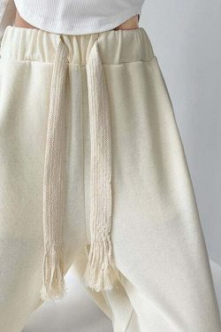 Y2K Summer Grunge Drawstring Mopping Pants - Retro 90s Fashion, Y2K Outfits, Pastel Goth Style