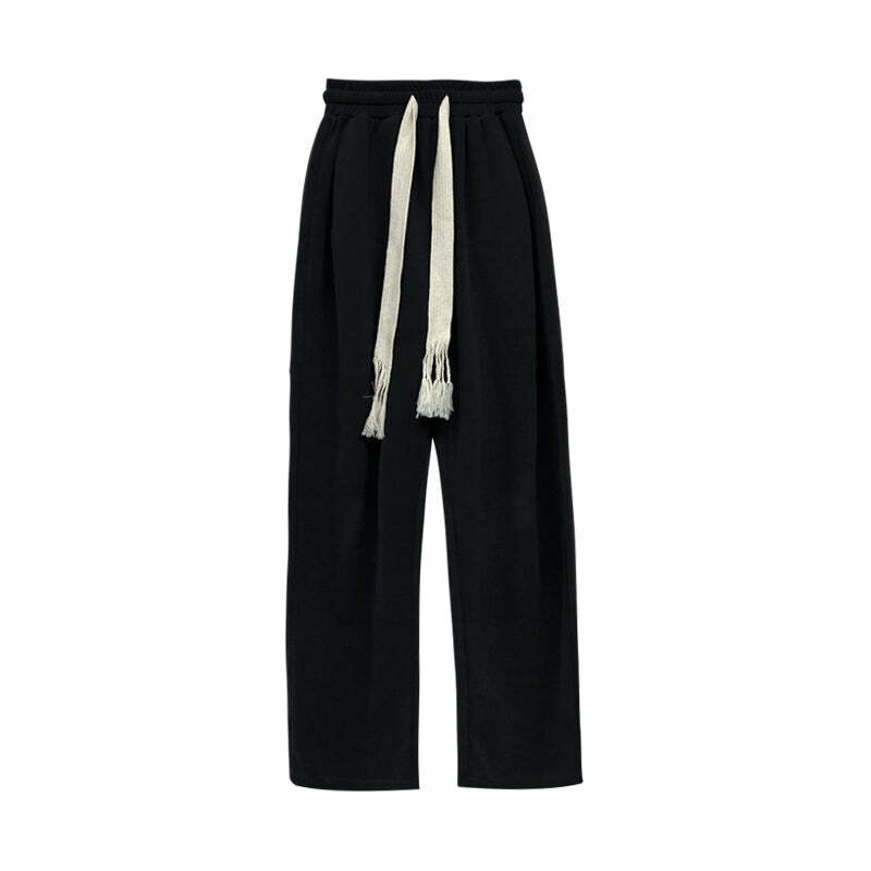 Y2K Summer Grunge Drawstring Mopping Pants - Retro 90s Fashion, Y2K Outfits, Pastel Goth Style