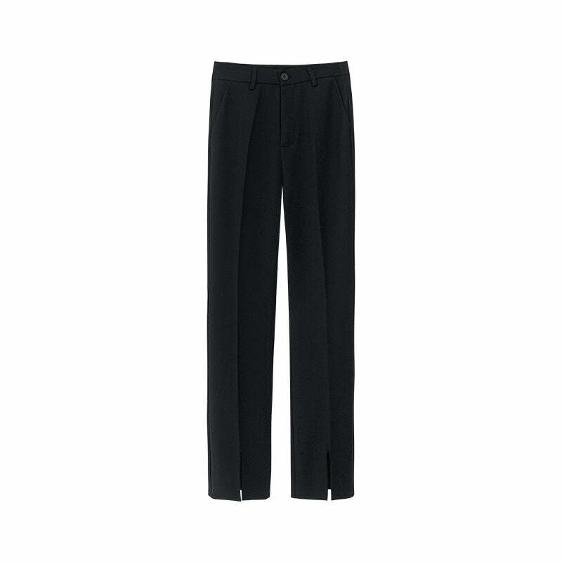 Y2K Summer Grunge Front Slit Mopping Pants - Retro 90s Fashion, Y2K Outfits, Pastel Goth