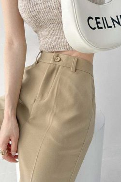 Y2K Summer Grunge Front Slit Mopping Pants - Retro 90s Fashion, Y2K Outfits, Pastel Goth