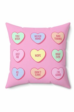 Y2K Summer Grunge Heart Candy Pink Pillow - Retro 90s Fashion, Pastel Goth, Y2K Popstar Decor