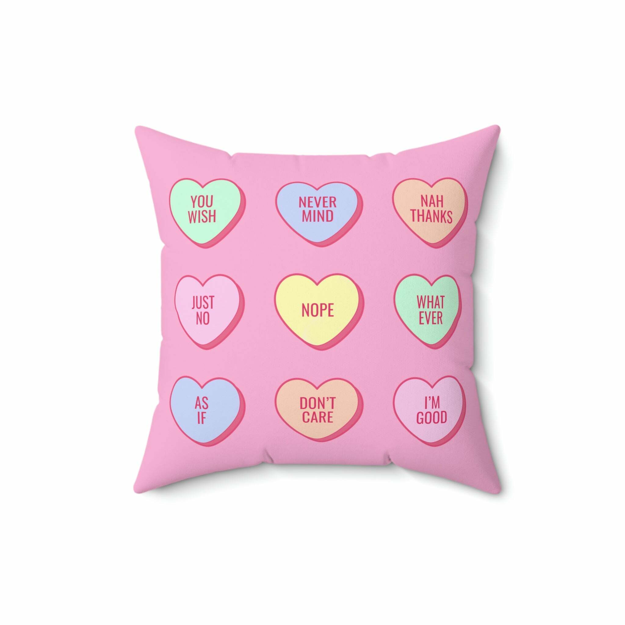 Y2K Summer Grunge Heart Candy Pink Pillow - Retro 90s Fashion, Pastel Goth, Y2K Popstar Decor