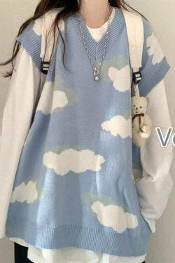 Y2K Summer Grunge Knitted Vest - Retro 90s Fashion, Pastel Goth, Y2K Club & Party Outfits