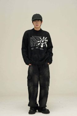 Y2K Summer Grunge Sweater - Retro 90s Fashion, Pastel Goth, Y2K Club & Party Outfits