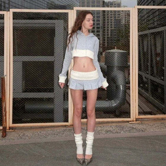Y2K Summer Knit Skirt Set - 90s Grunge, Retro, Pastel Goth, Y2K Party & Club Outfits
