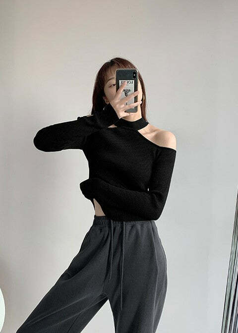 Y2K Summer Knitted Basic Top - 90s Grunge, Retro, Pastel Goth, Baby Tees, Y2K Club