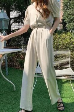Y2K Summer Linen Blouse Pants Set - Retro 90s Grunge, Pastel Goth, Y2K Party & Club Outfits