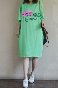 Y2K Summer Loose Letter Casual Straight Dress - 90s Grunge, Retro, Pastel Goth, Y2K Fashion