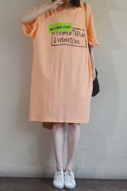 Y2K Summer Loose Letter Casual Straight Dress - 90s Grunge, Retro, Pastel Goth, Y2K Fashion