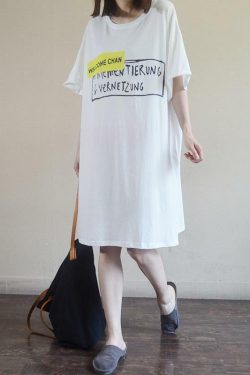 Y2K Summer Loose Letter Casual Straight Dress - 90s Grunge, Retro, Pastel Goth, Y2K Fashion