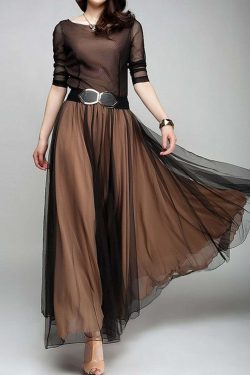 Y2K Summer Maxi Dress - Elegant Boat Neck, Flowy Hem, Retro 90s Grunge & Pastel Goth Style