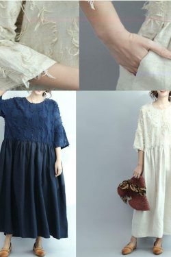 Y2K Summer Oversized White Linen Maxi Dress - Retro 90s Grunge Travel Outfit