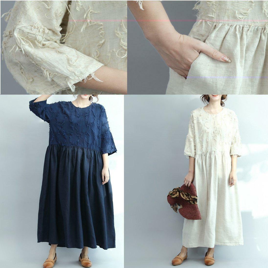 Y2K Summer Oversized White Linen Maxi Dress - Retro 90s Grunge Travel Outfit
