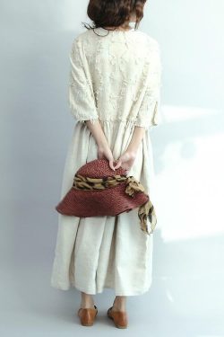 Y2K Summer Oversized White Linen Maxi Dress - Retro 90s Grunge Travel Outfit