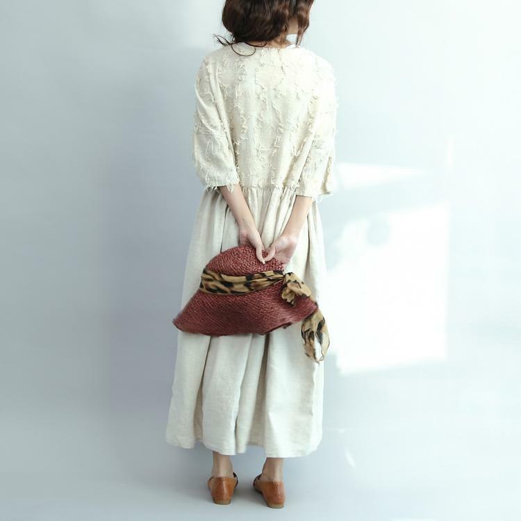 Y2K Summer Oversized White Linen Maxi Dress - Retro 90s Grunge Travel Outfit