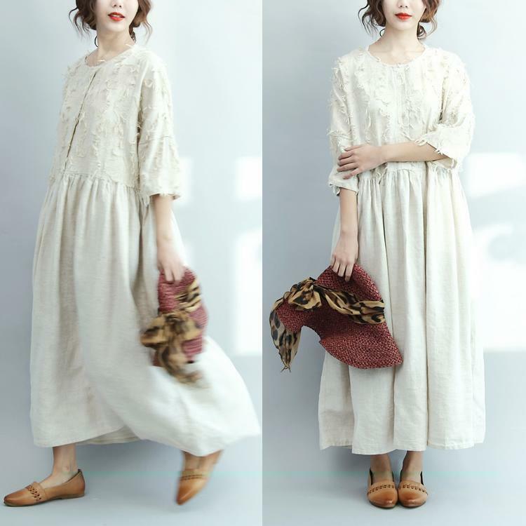 Y2K Summer Oversized White Linen Maxi Dress - Retro 90s Grunge Travel Outfit