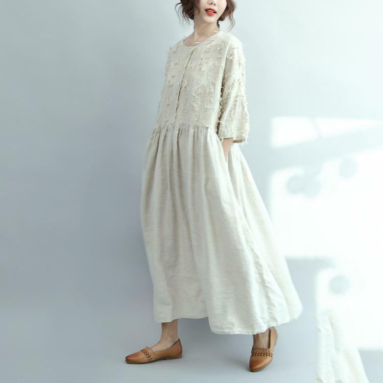 Y2K Summer Oversized White Linen Maxi Dress - Retro 90s Grunge Travel Outfit