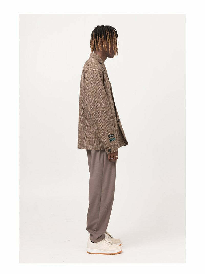 Y2K Summer Plaid Blazer - 90s Grunge, Retro Style, Y2K Party & Club Outfits, Pastel Goth
