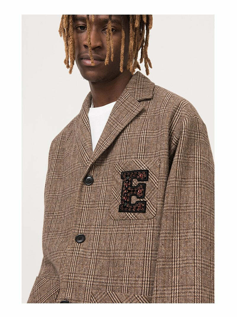 Y2K Summer Plaid Blazer - 90s Grunge, Retro Style, Y2K Party & Club Outfits, Pastel Goth