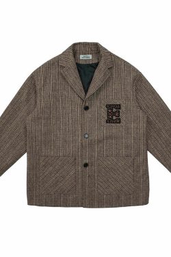 Y2K Summer Plaid Blazer - 90s Grunge, Retro Style, Y2K Party & Club Outfits, Pastel Goth