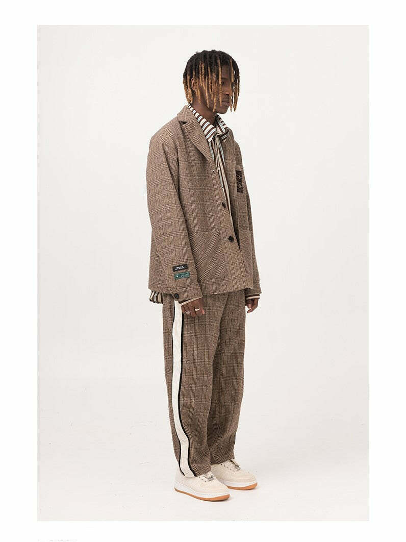 Y2K Summer Plaid Blazer - 90s Grunge, Retro Style, Y2K Party & Club Outfits, Pastel Goth