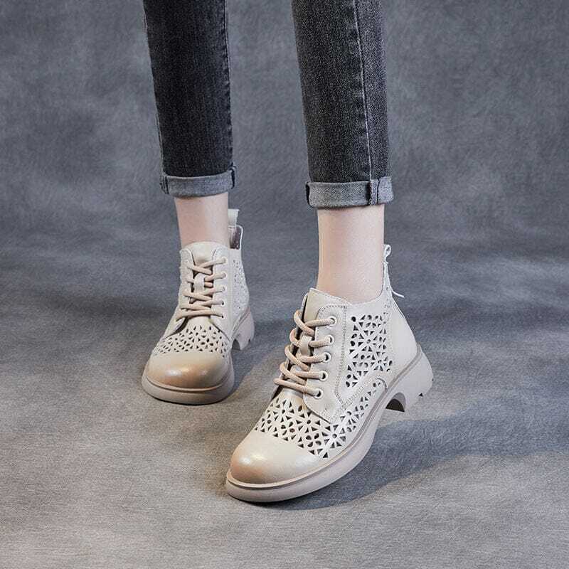 Y2K Summer Retro Leather Ankle Boots - 90s Grunge, Gothic, and Pastel Goth Fashion