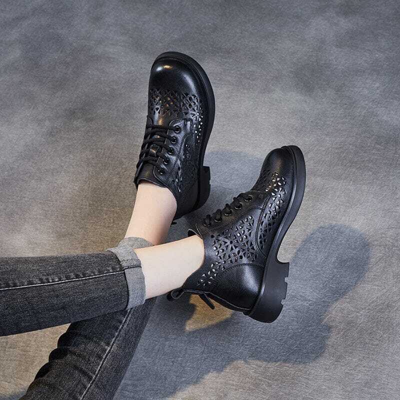 Y2K Summer Retro Leather Ankle Boots - 90s Grunge, Gothic, and Pastel Goth Fashion
