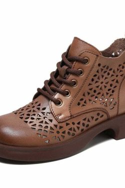Y2K Summer Retro Leather Ankle Boots - 90s Grunge, Gothic, and Pastel Goth Fashion