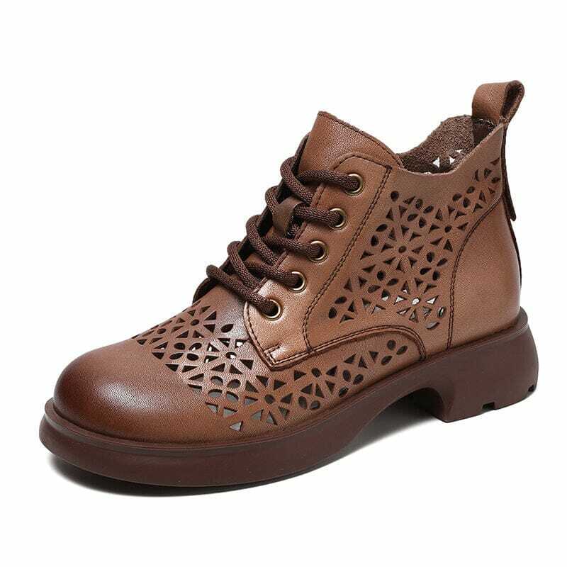 Y2K Summer Retro Leather Ankle Boots - 90s Grunge, Gothic, and Pastel Goth Fashion