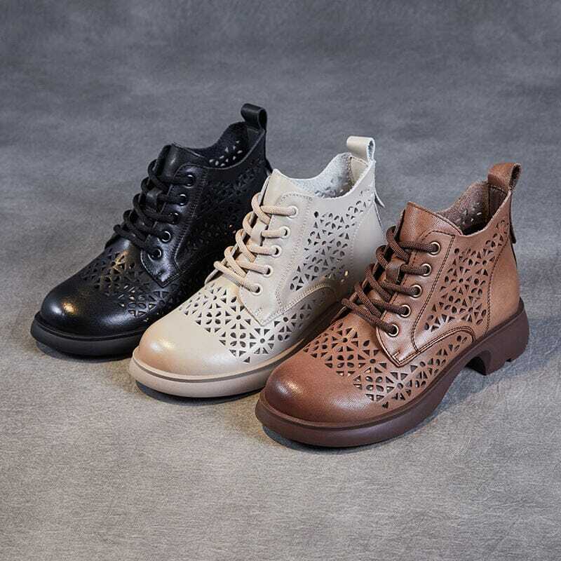 Y2K Summer Retro Leather Ankle Boots - 90s Grunge, Gothic, and Pastel Goth Fashion