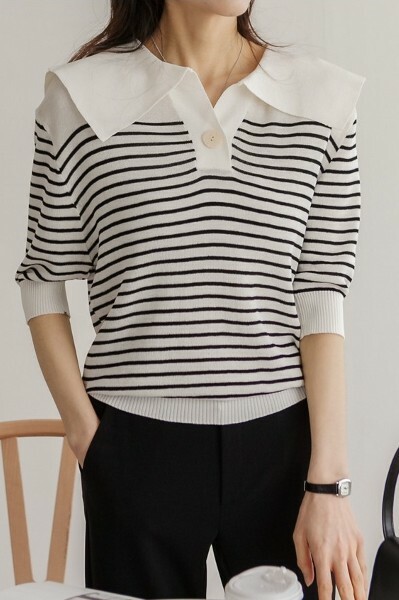 Y2K Summer Sailor Stripes Knit Top - Retro 90s Grunge, Pastel Goth, Y2K Party & Club Outfits
